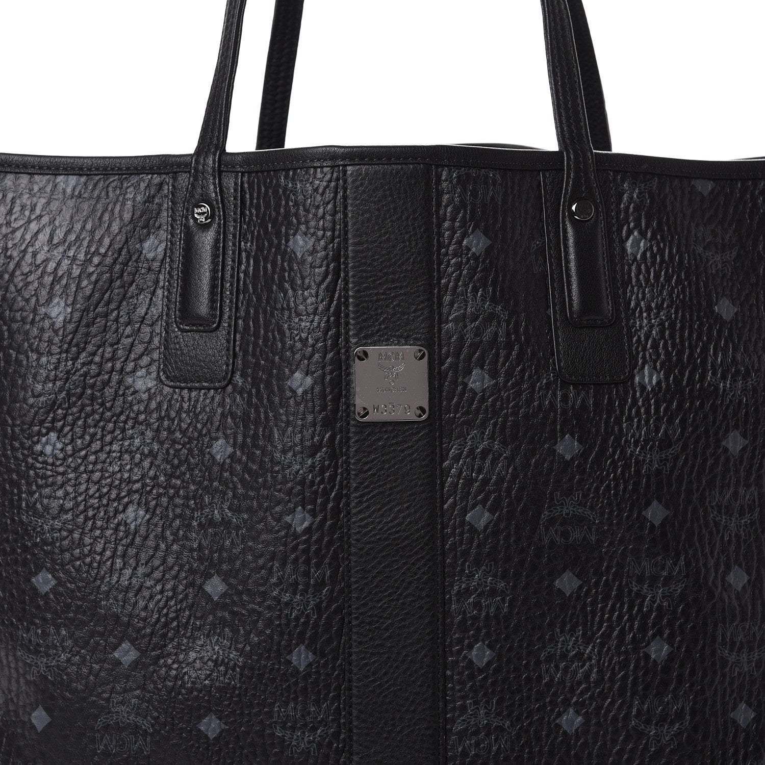 MCM Visetos Large Liz Reversible Shopper Tote Black 9 of 15