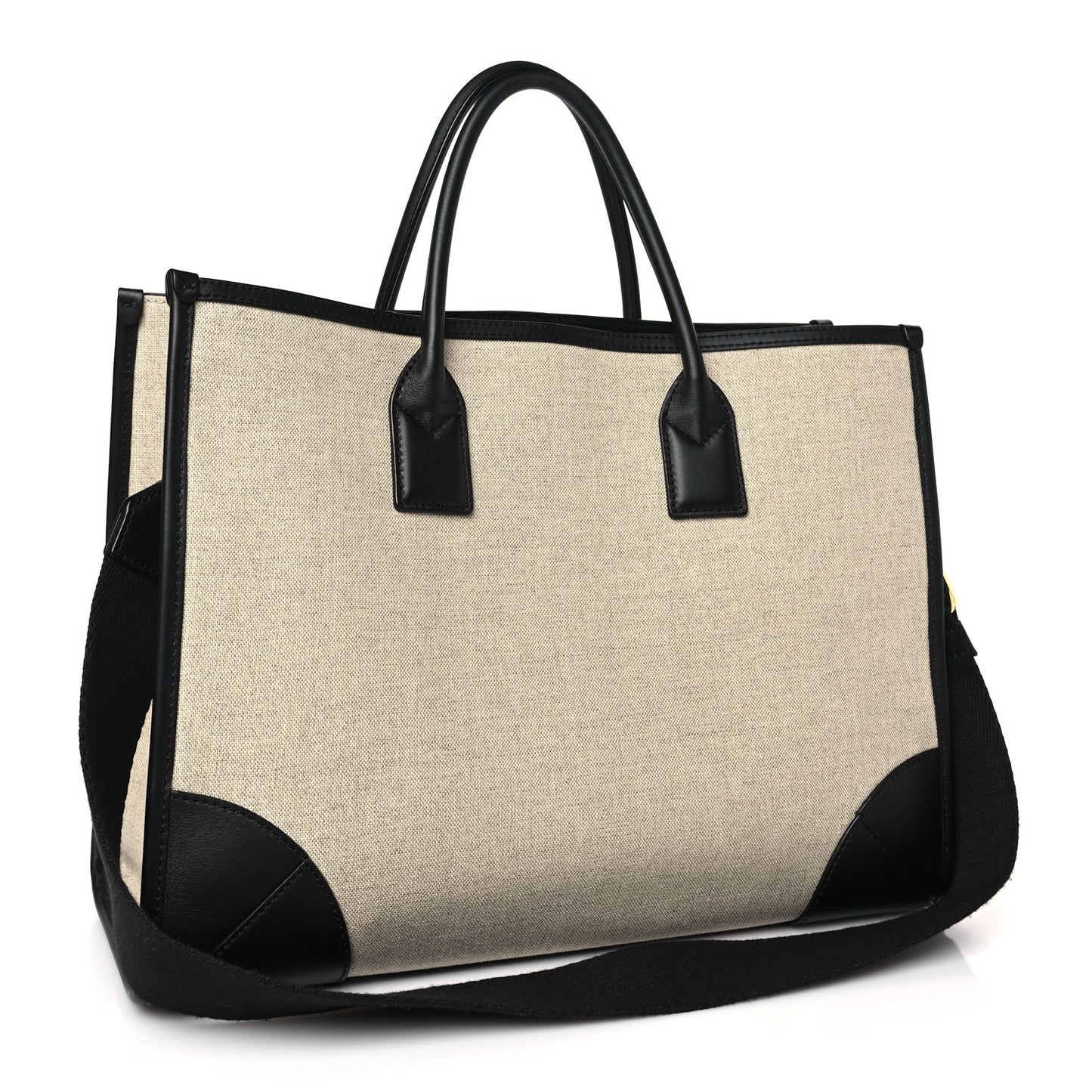 Calfskin Linen Large Munchen Tote Black