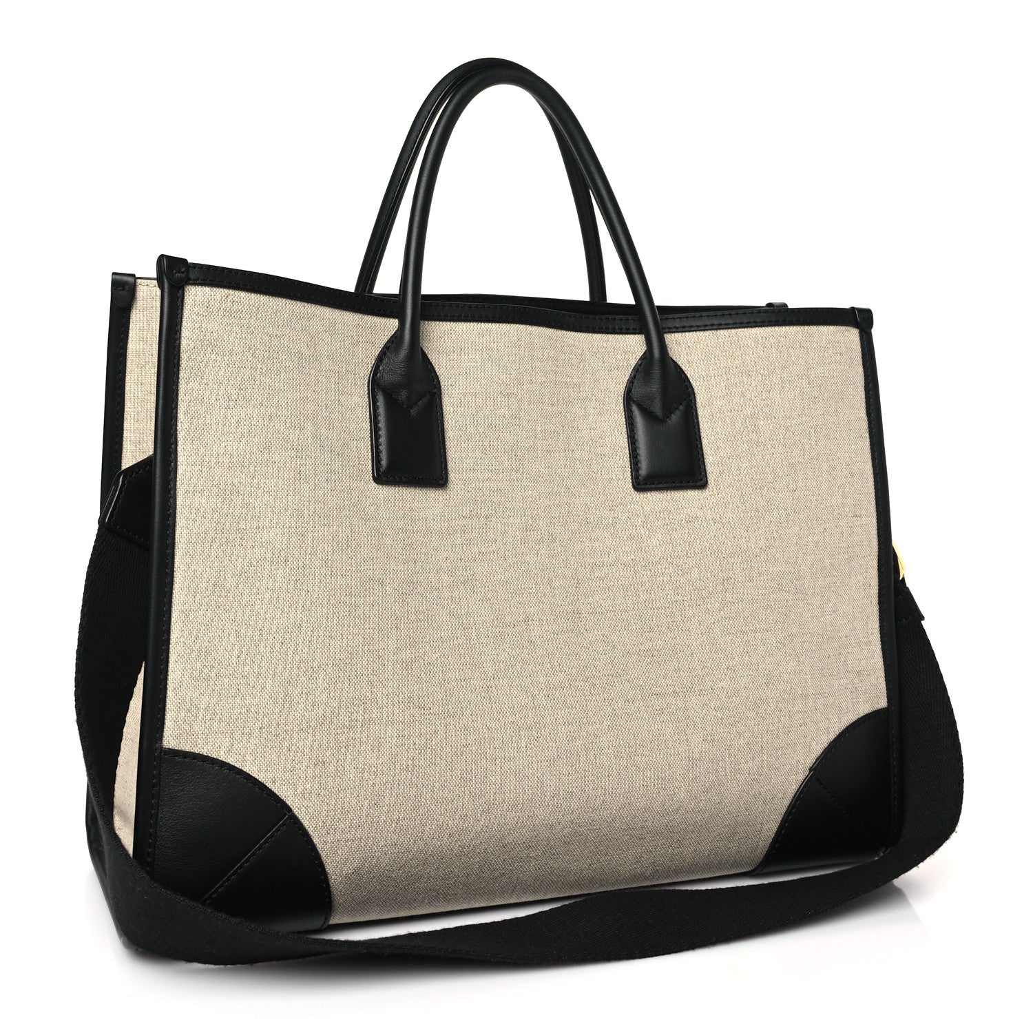 MCM Calfskin Linen Large Munchen Tote Black 4 of 9