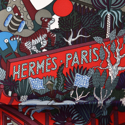 Hermes Silk Animapolis Scarf 90 Bordeaux Bleu Rouge 3 of 7