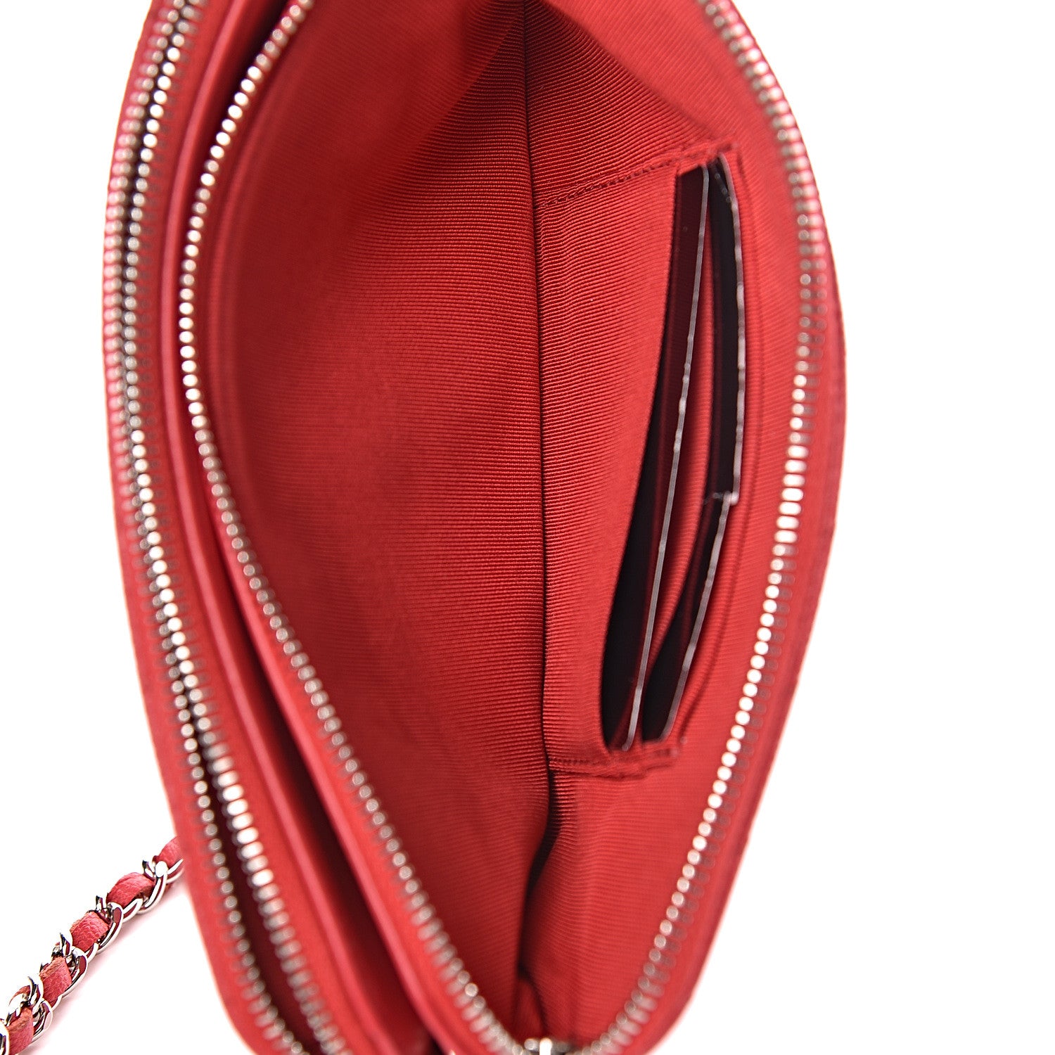 Chanel Caviar Chevron Quilted Small Clutch With Chain Light Red 8 of 15