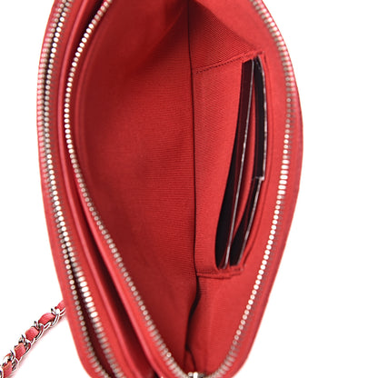 Chanel Caviar Chevron Quilted Small Clutch With Chain Light Red 8 of 15