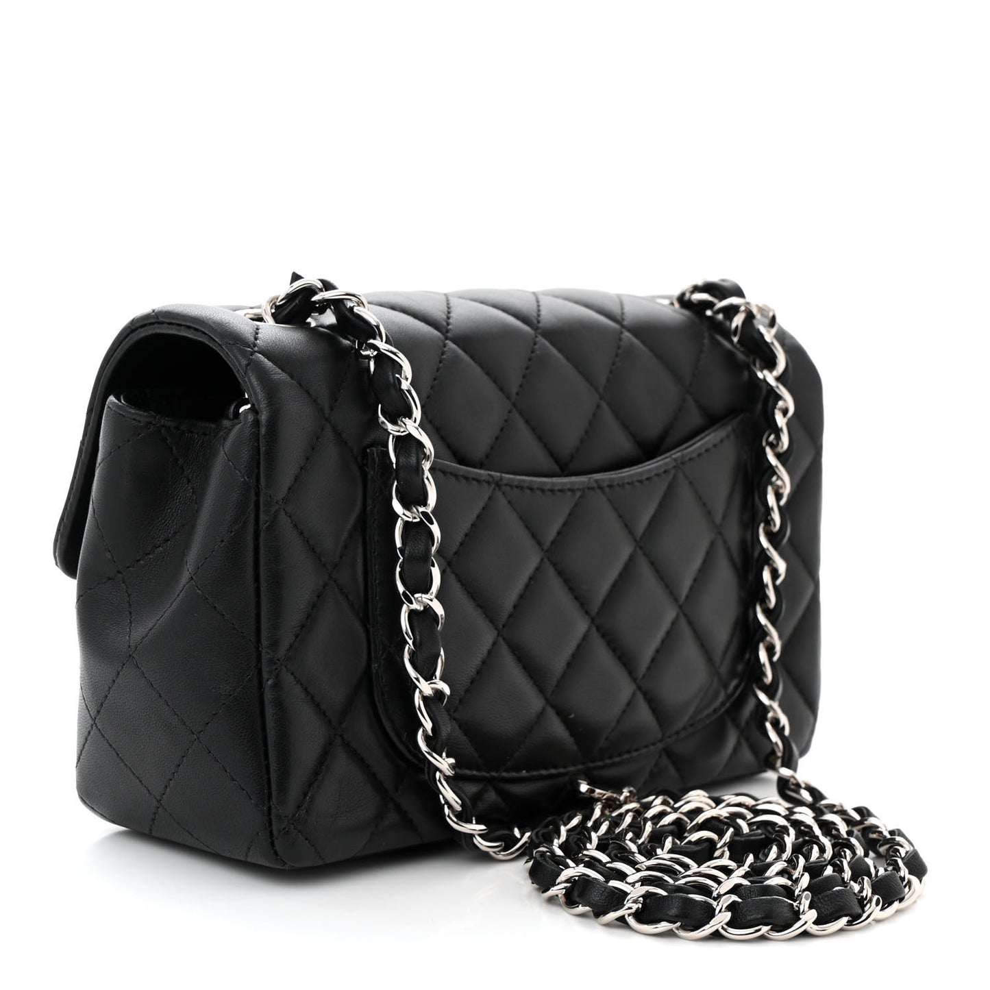 Lambskin Quilted Mini Rectangular Flap Black