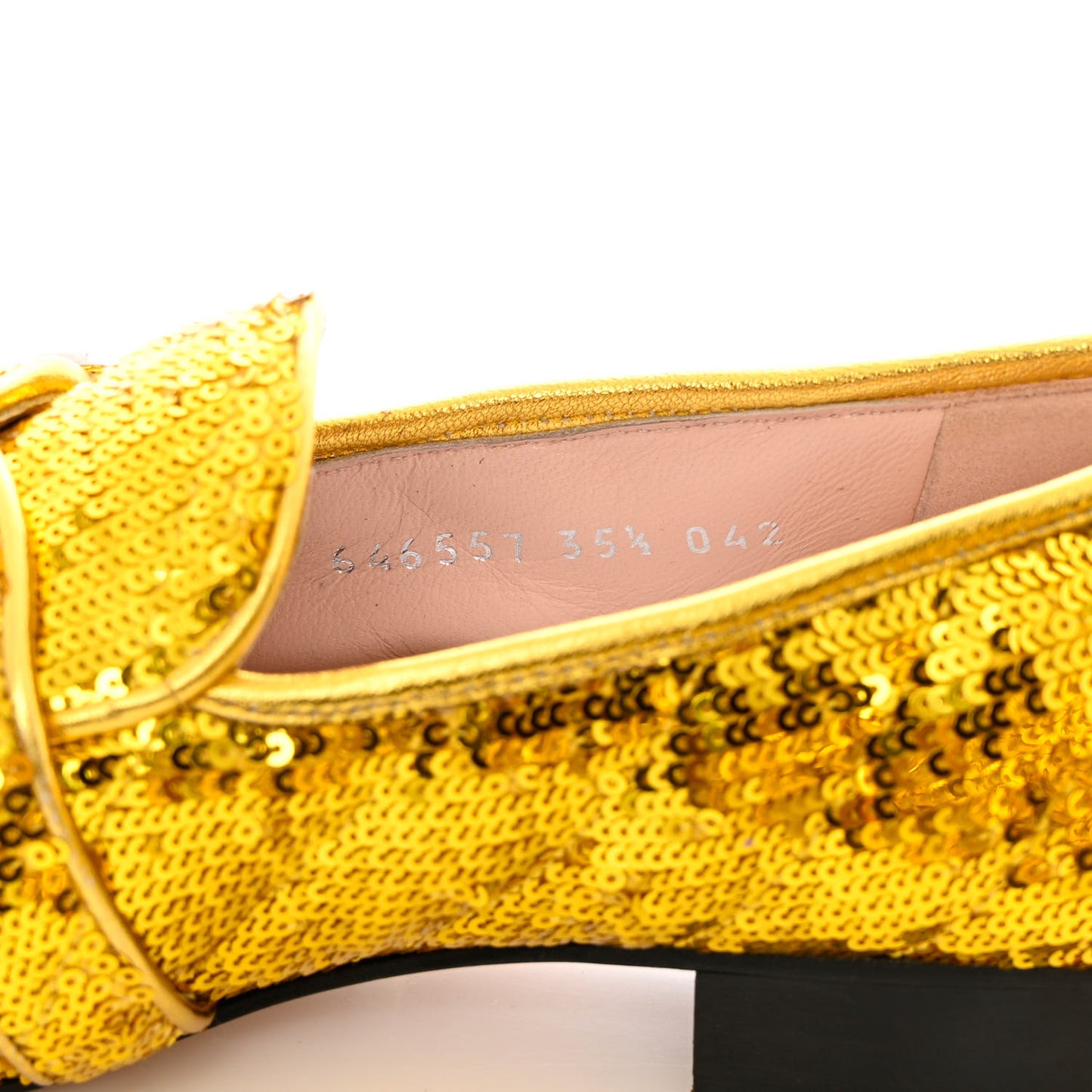 Sequin Satin Matelasse GG Marmont Moccasin Loafers 35.5 Gold Yellow Giallo Oro Vecchio