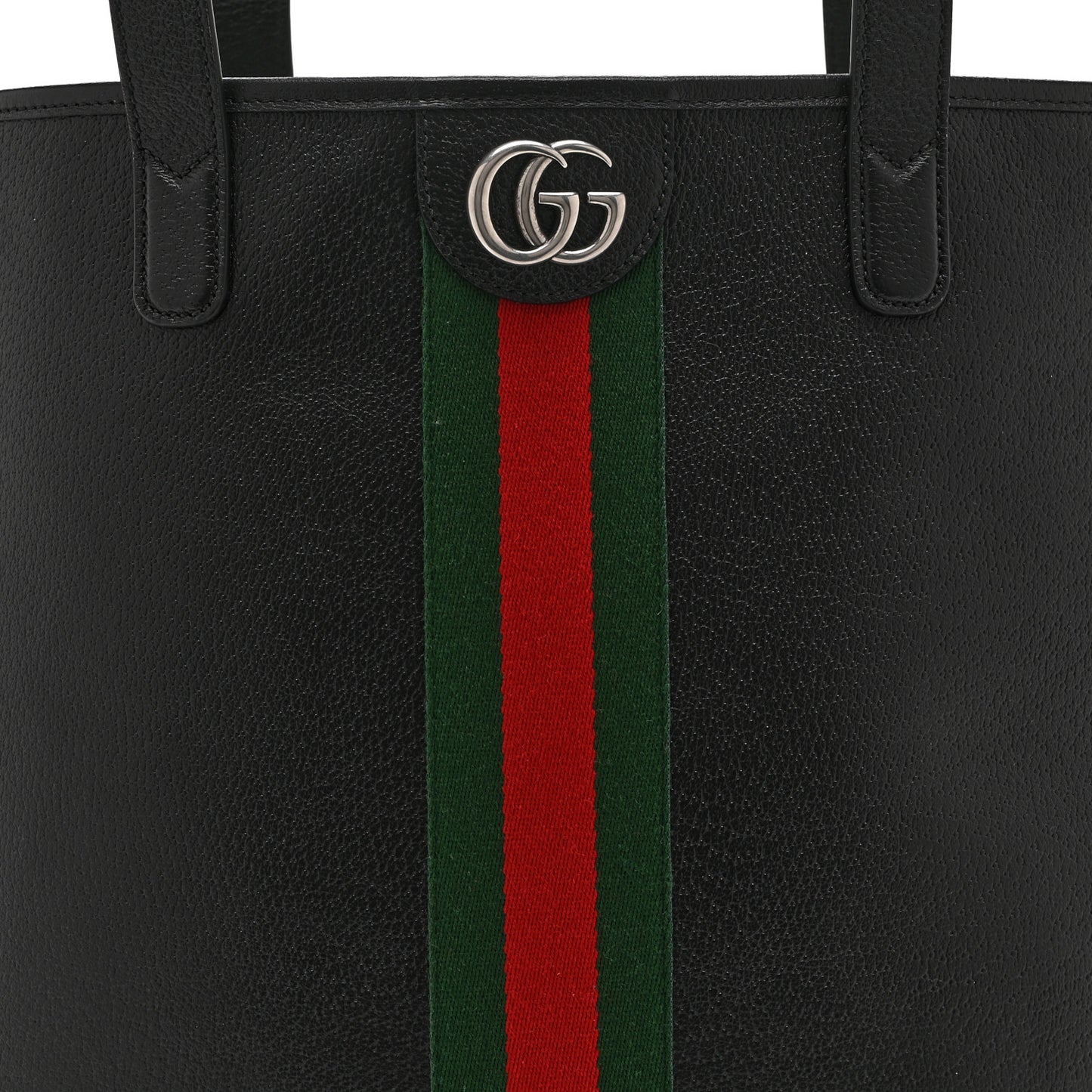 Textured Dollar Calfskin Web Medium Ophidia Tote Bag  Black