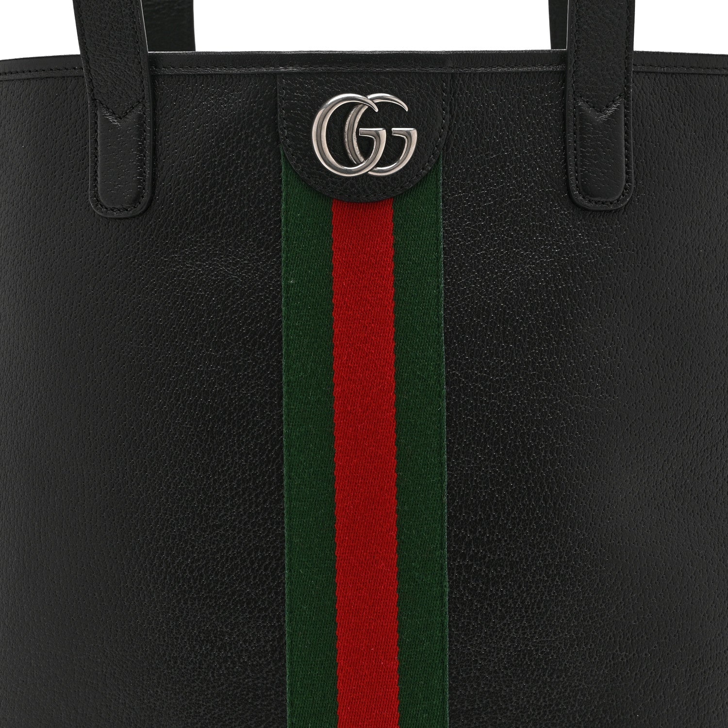 Gucci Textured Dollar Calfskin Web Medium Ophidia Tote Bag  Black 8 of 10