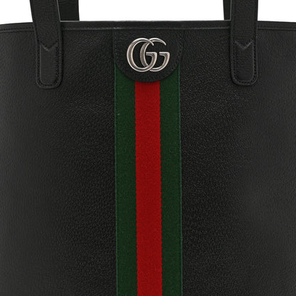 Gucci Textured Dollar Calfskin Web Medium Ophidia Tote Bag  Black 8 of 10