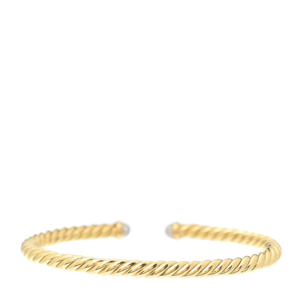 David Yurman 18K Yellow Gold Diamond 4mm Cablespira Bracelet 3 of 5