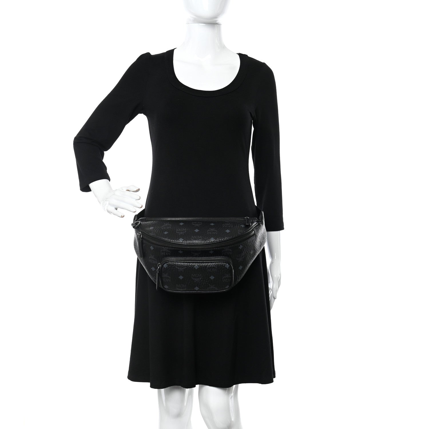 MCM Visetos Medium Belt Bag Black 2 of 10