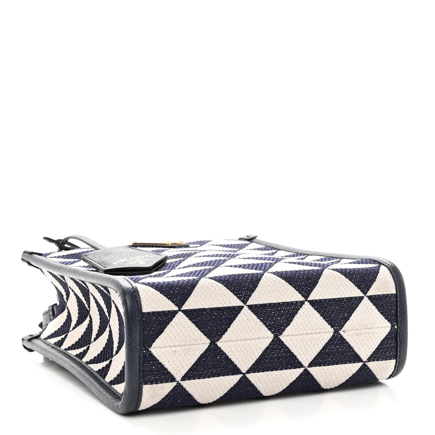 Prada Jacquard Saffiano Triangolo Symbole Embroidered Micro Tote Baltico Talco 4 of 10