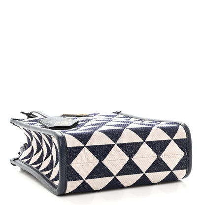Prada Jacquard Saffiano Triangolo Symbole Embroidered Micro Tote Baltico Talco 4 of 10