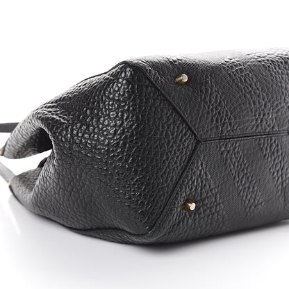 Burberry Signature Grain Calfskin Check Embossed Small Canterbury Tote Black 7 of 8