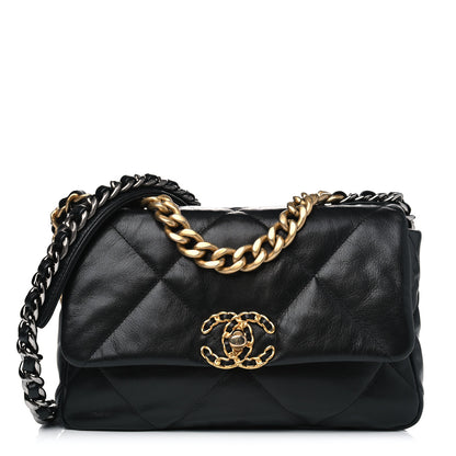 Chanel Shiny Goatskin Quilted Medium Chanel 19 Flap Black 1 of 4