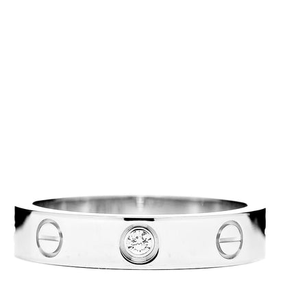 Cartier 18K White Gold Diamond 4mm LOVE Wedding Band Ring 51 5.75 1 of 5
