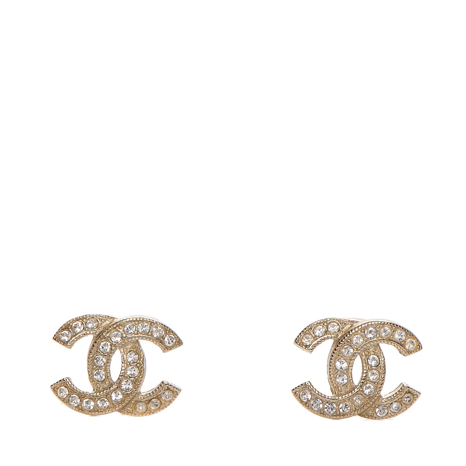 Chanel Crystal CC Earrings Gold 1 of 5