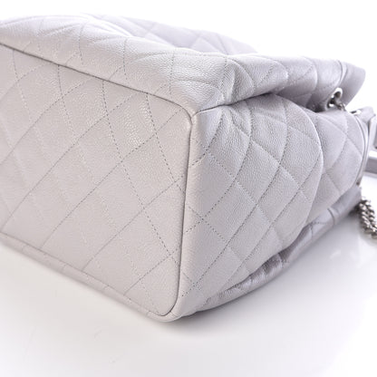 Chanel Grained Calfskin Quilted Medium CC Chain Bucket Drawstring Bag Light Grey 10 of 10