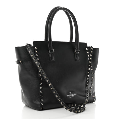 Valentino Garavani Vitello Rockstud Double Handle Tote Black 3 of 10