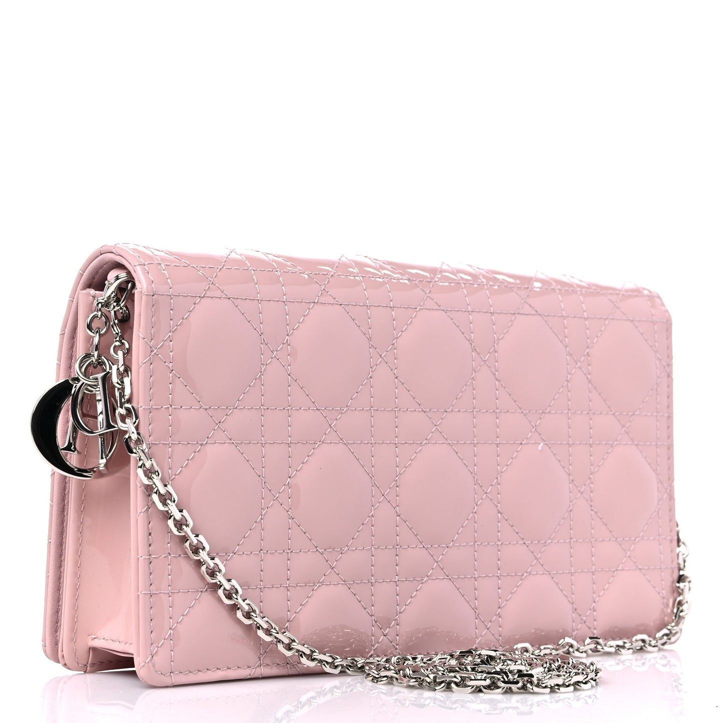 Patent Cannage Lady Dior Convertible Clutch Light Pink