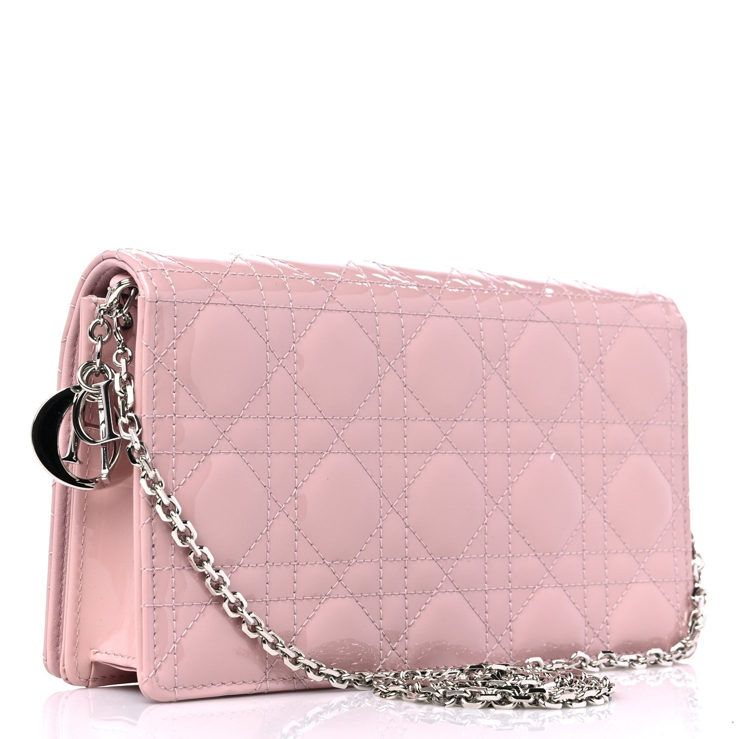 Christian Dior Patent Cannage Lady Dior Convertible Clutch Light Pink 4 of 10