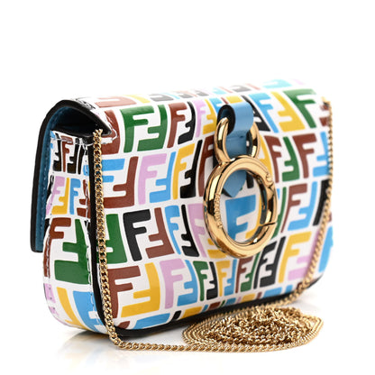 Fendi X SARAH COLEMAN Vitello Liberty Ceylon Micro FF Fish Eye Embossed Nano Baguette Charm Multicolor Cyber Blue 3 of 8