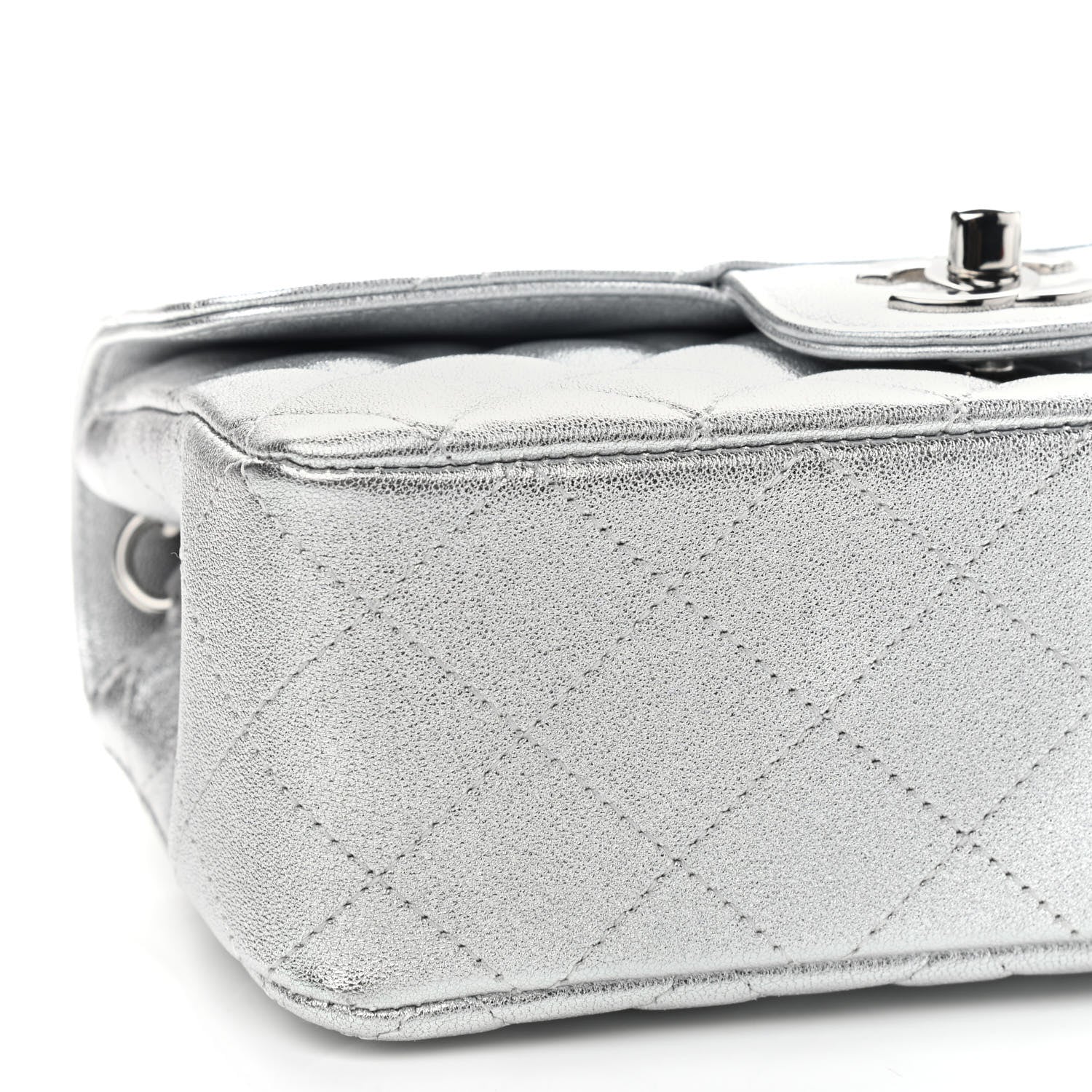 Chanel Metallic Lambskin Quilted Mini Rectangular Flap Silver 8 of 9