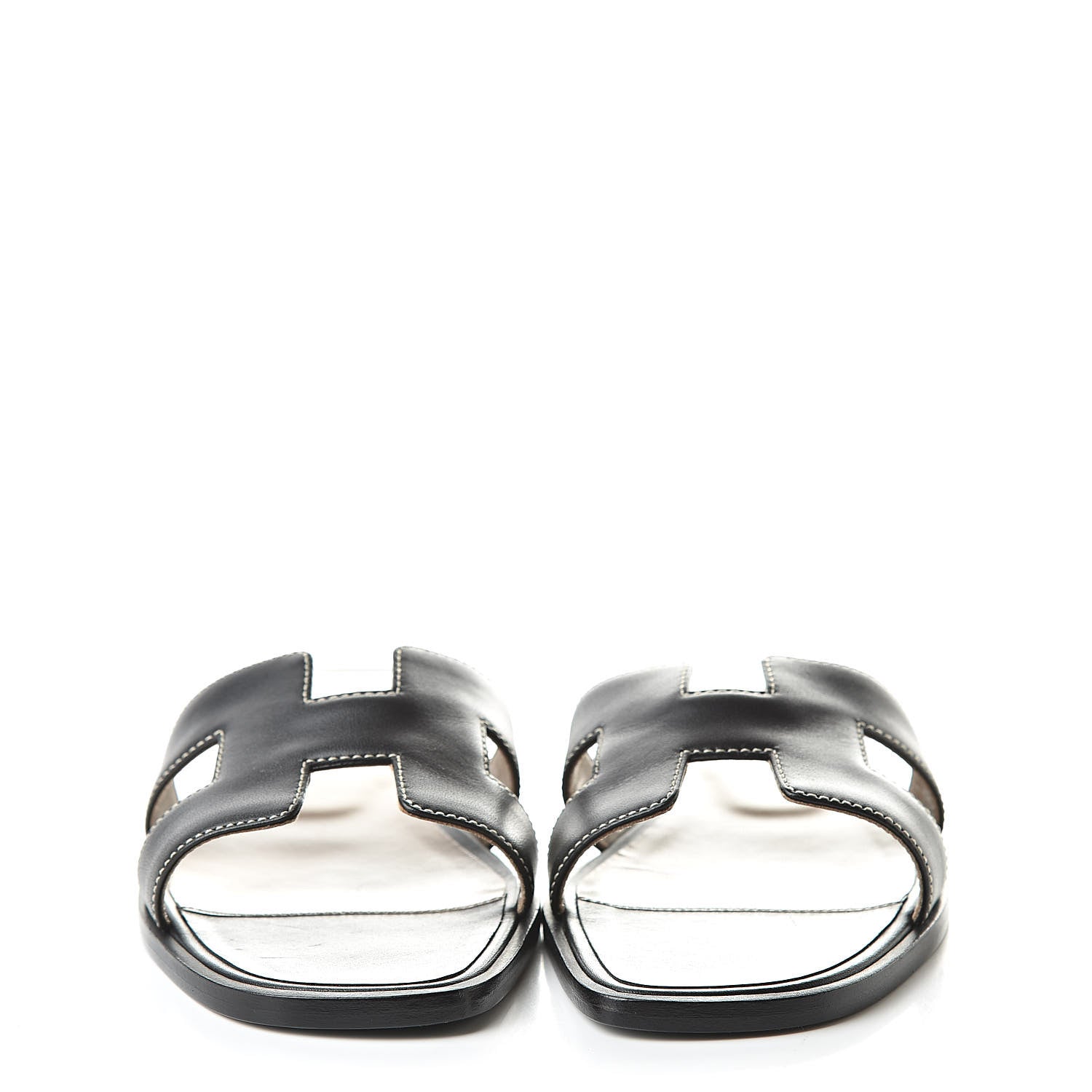 Hermes Calfskin Oran Sandals 36 Black 2 of 10