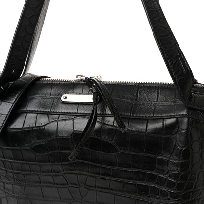 Saint Laurent Calfskin Crocodile Embossed Large Convertible ID Bag Black 7 of 9