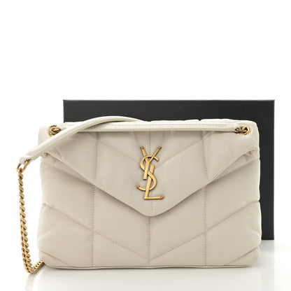 Saint Laurent Lambskin Quilted Small Loulou Puffer Monogram Chain Satchel Crema Soft 12 of 12