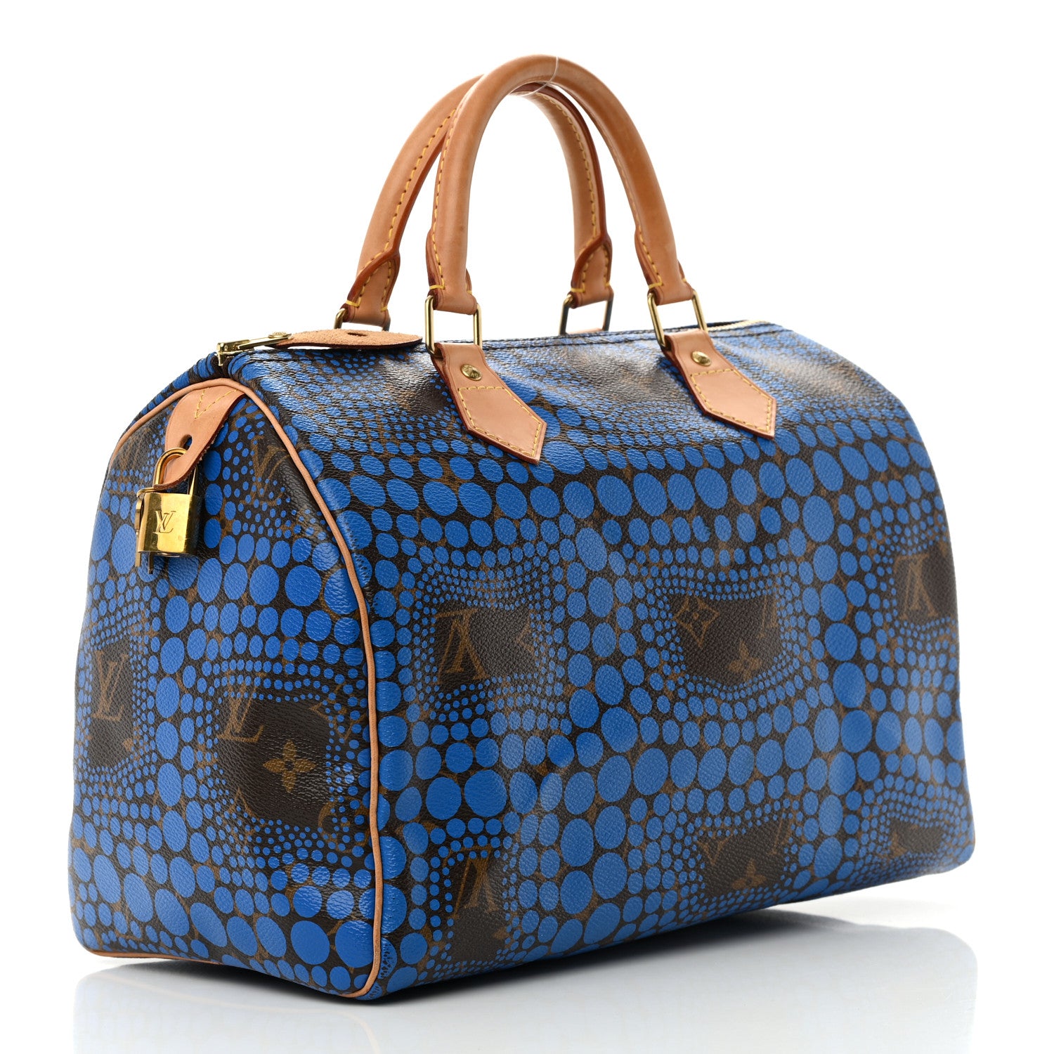 Louis Vuitton Monogram Kusama Town Speedy 30 Blue 3 of 15