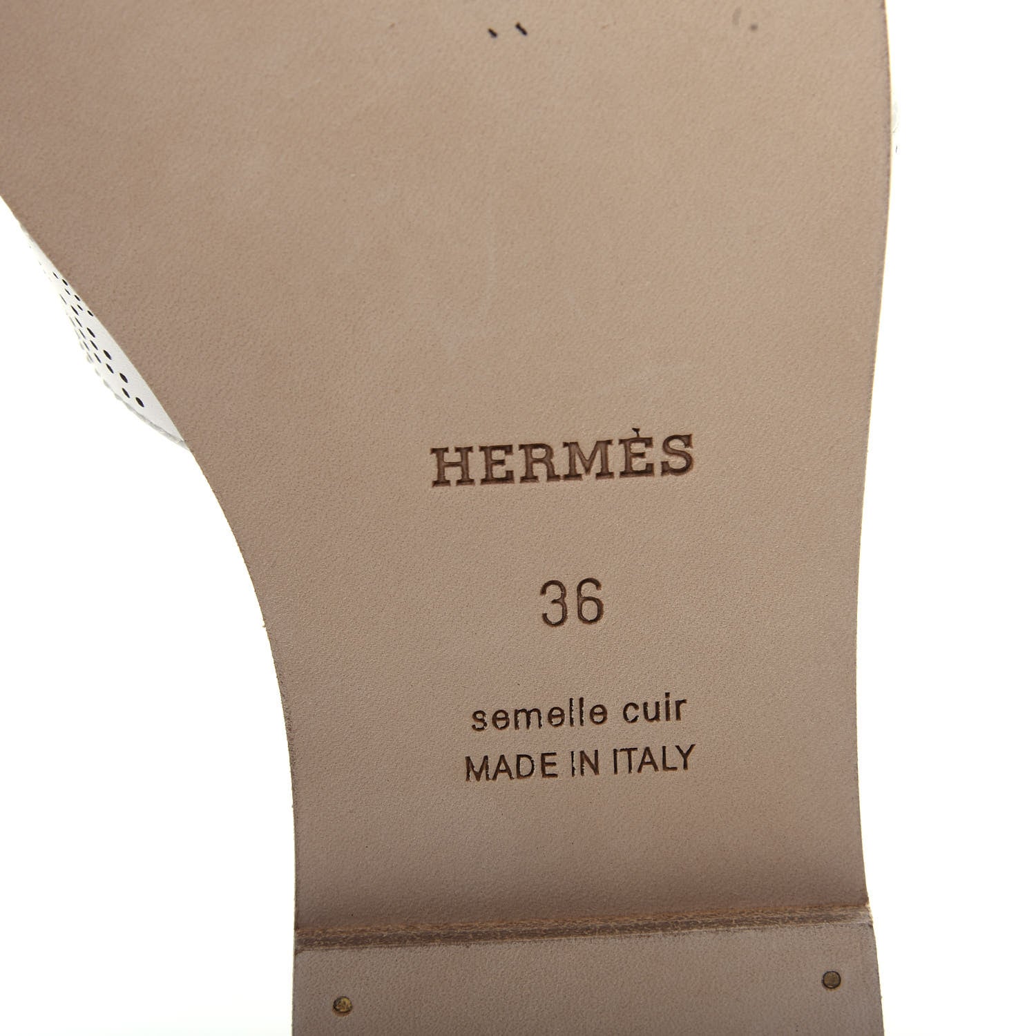 Hermes Calfskin Perforated Oran Sandals 36 White 9 of 10