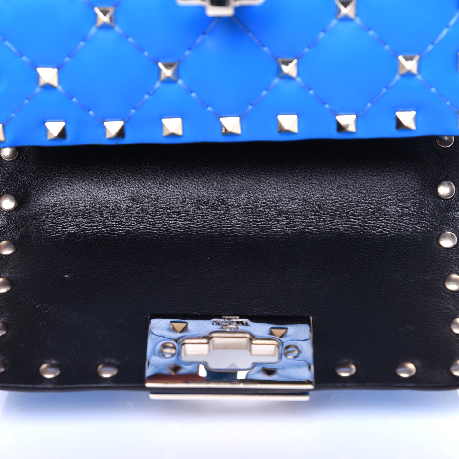 Valentino Garavani Calfskin Micro Rockstud Spike Shoulder Bag Blue Fluo 9 of 11