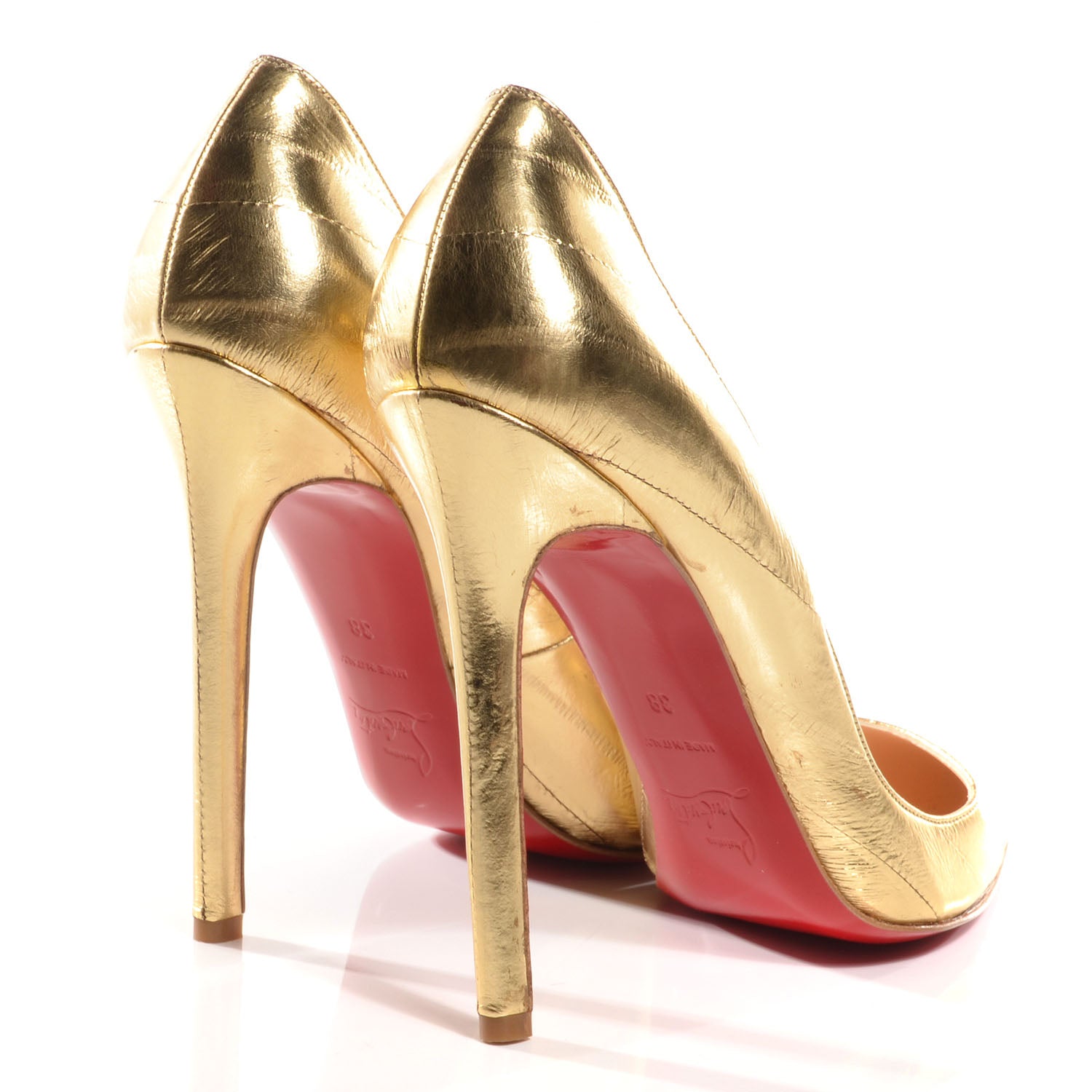 Christian Louboutin Eel Pigalle 120 Pumps 38 Gold 4 of 6