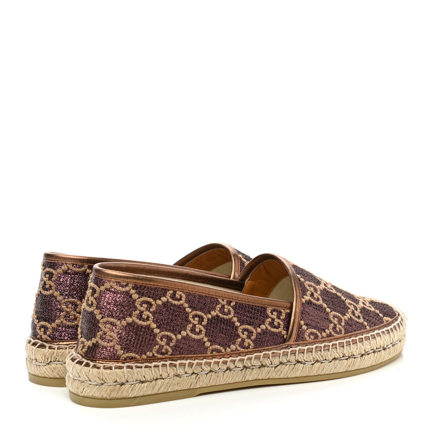 Lame Nappa GG Monogram Espadrilles 39 Brown Beige Light Bronze