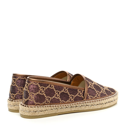 Gucci Lame Nappa GG Monogram Espadrilles 39 Brown Beige Light Bronze 4 of 10
