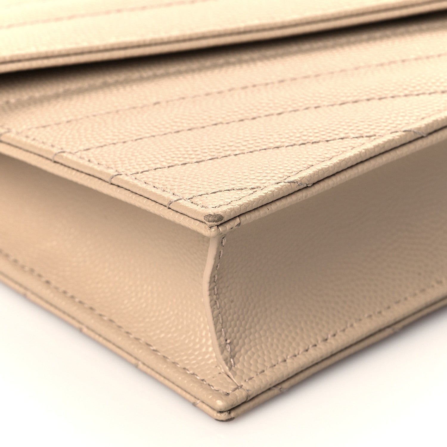 Saint Laurent Grain De Poudre Matelasse Chevron Monogram Envelope Chain Wallet Taupe 8 of 10