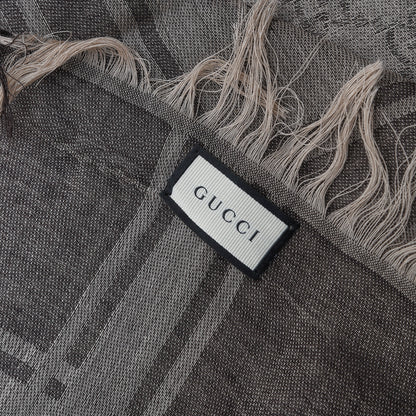 Gucci Wool Silk GG Monogram Diamante Plaid Surviee Shawl Beige Dark Brown 3 of 3