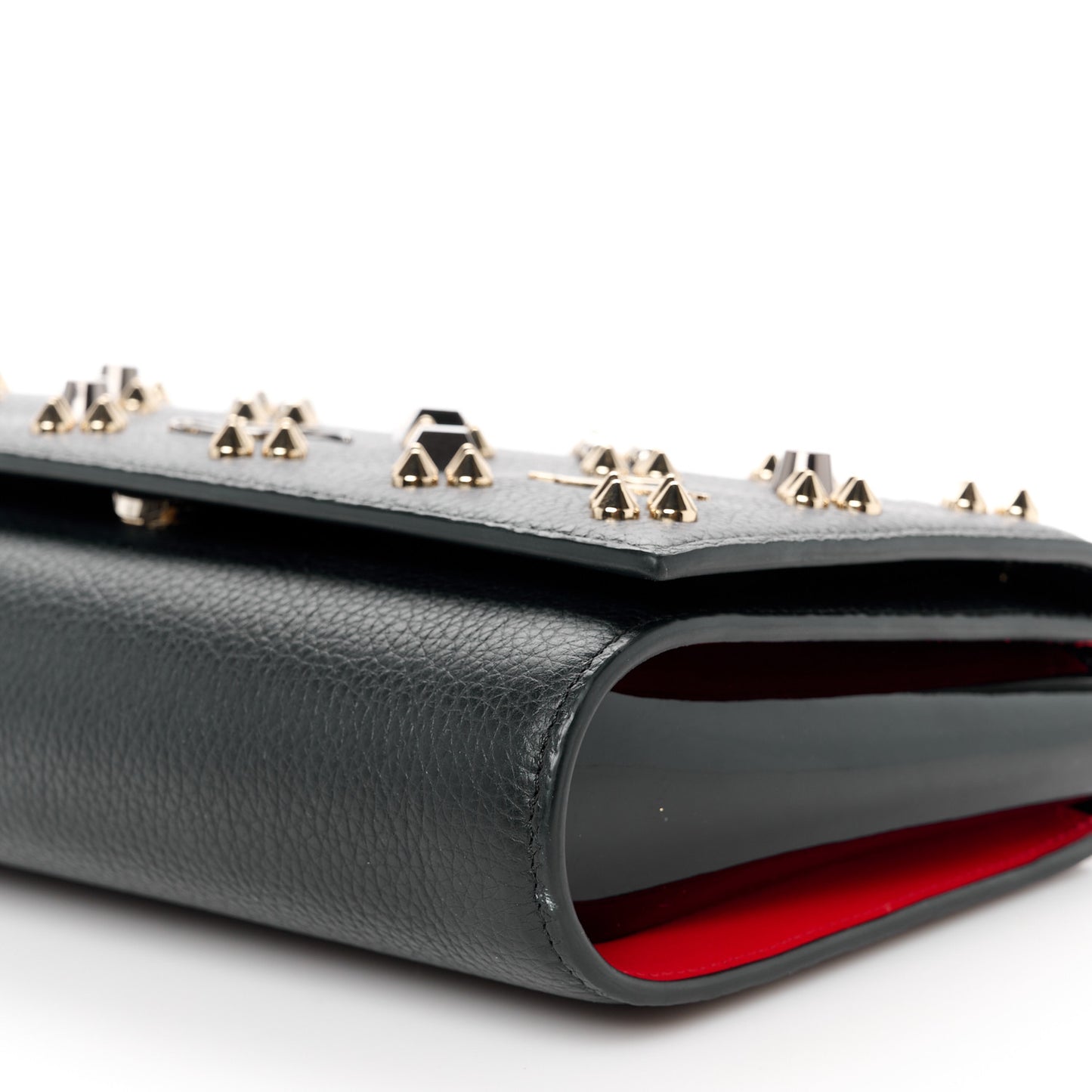 Calfskin Spikes Loubinthesky Paloma Wallet On Chain Black