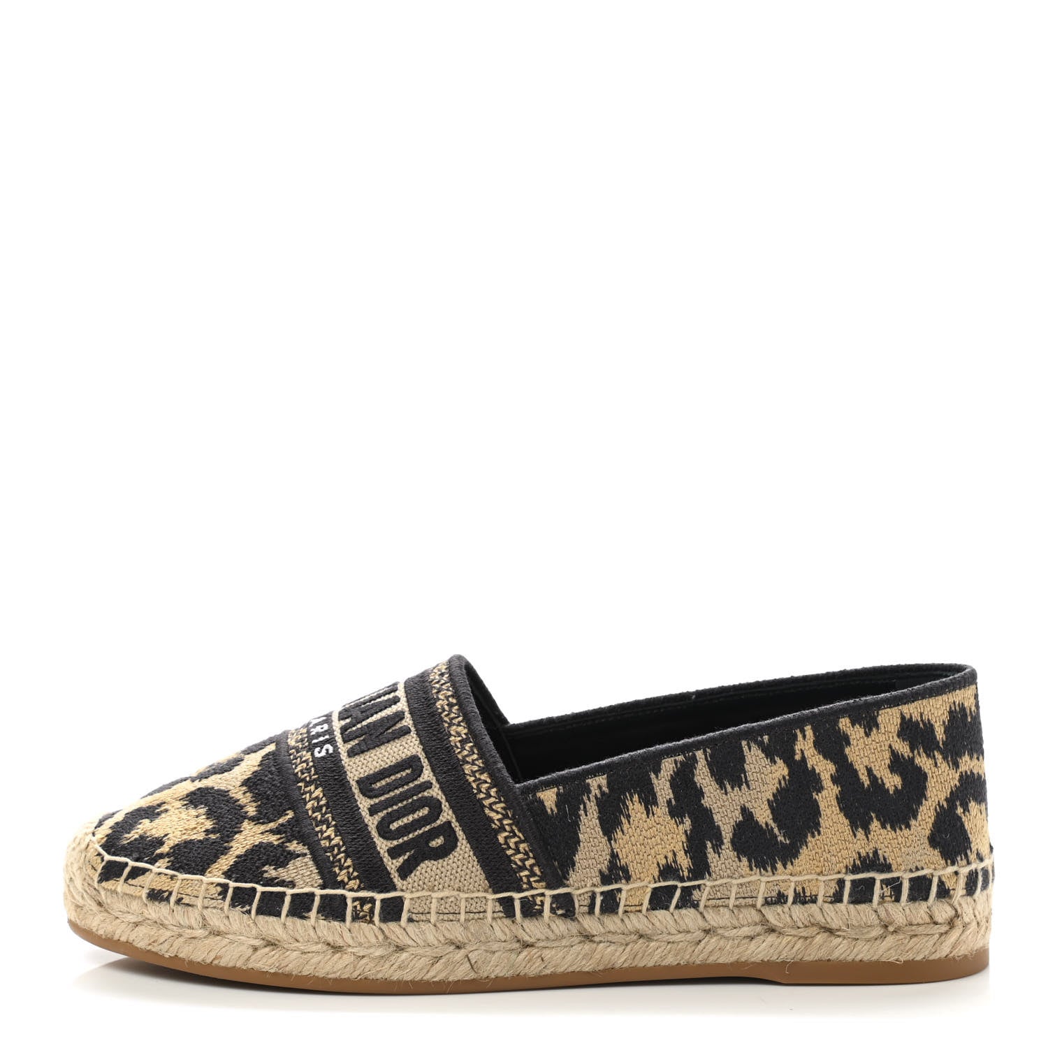 Christian Dior Cotton Embroidered Leopard Print Granville Espadrille 35 Natural 1 of 8