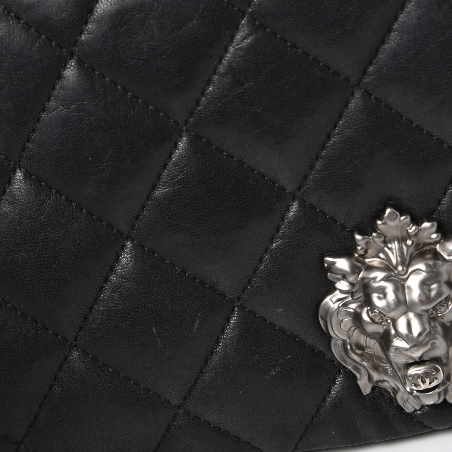 Chanel Lambskin Quilted Medium Leo Lion Flap Clutch Black 10 of 10