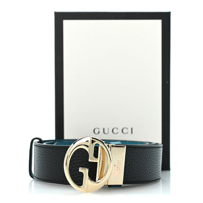 Gucci Dollar Calfskin 1973 Reversible Belt 100 40 Black Mineral Blue 10 of 10