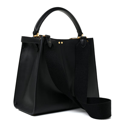 Fendi Vitello Seta Glazed Fabric FF 1974 Medium Peekaboo X-Lite Black Mogano Panna 3 of 13