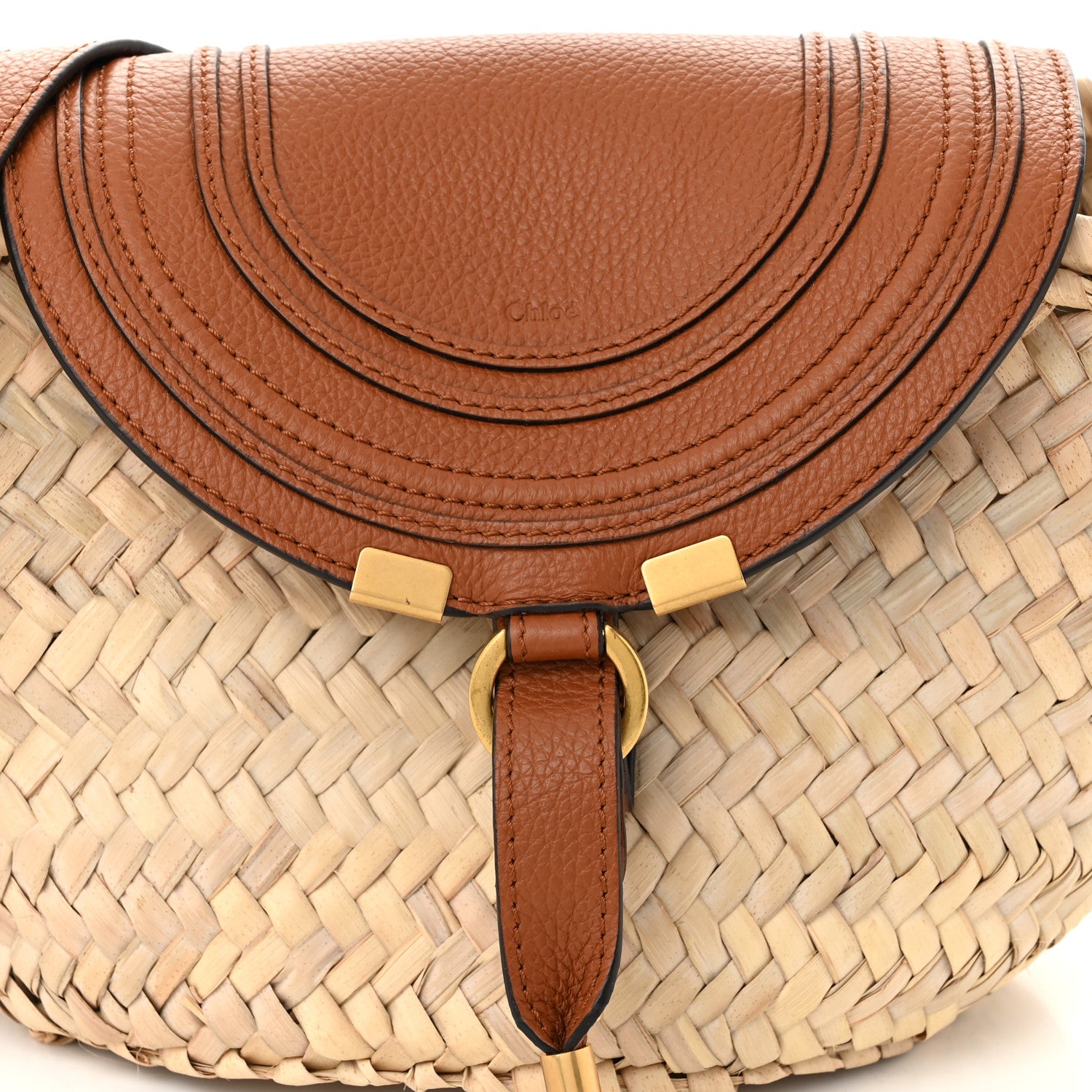 Chloe Raffia Calfskin Marcie Basket Tan 8 of 11