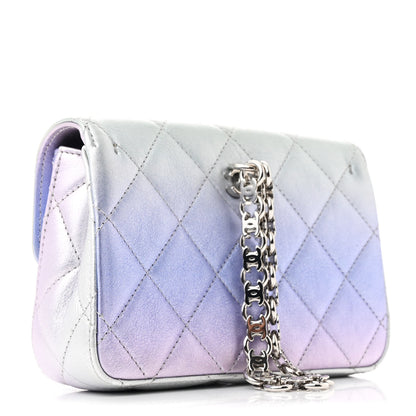 Chanel Gradient Metallic Calfskin Quilted Clutch Silver Blue Yellow Purple 3 of 11