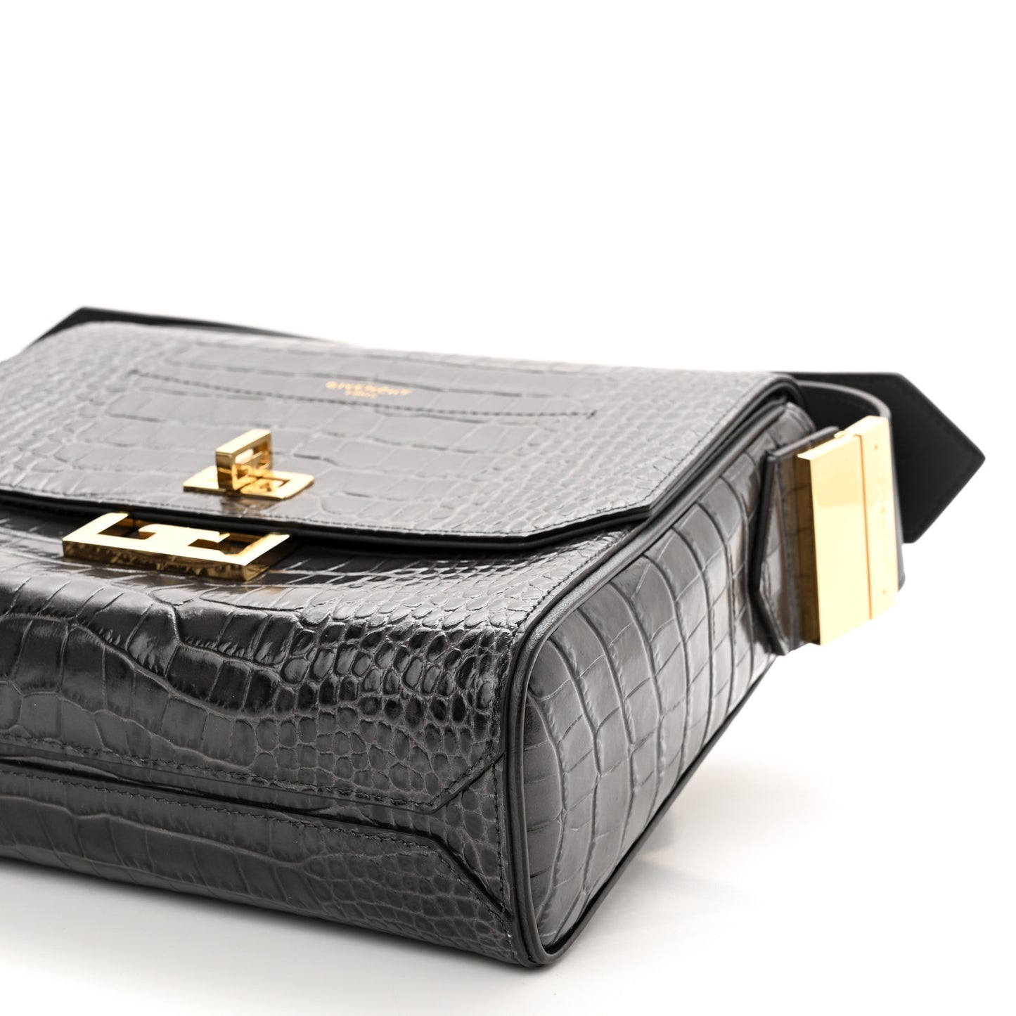 Calfskin Crocodile Embossed Medium Eden Storm Grey