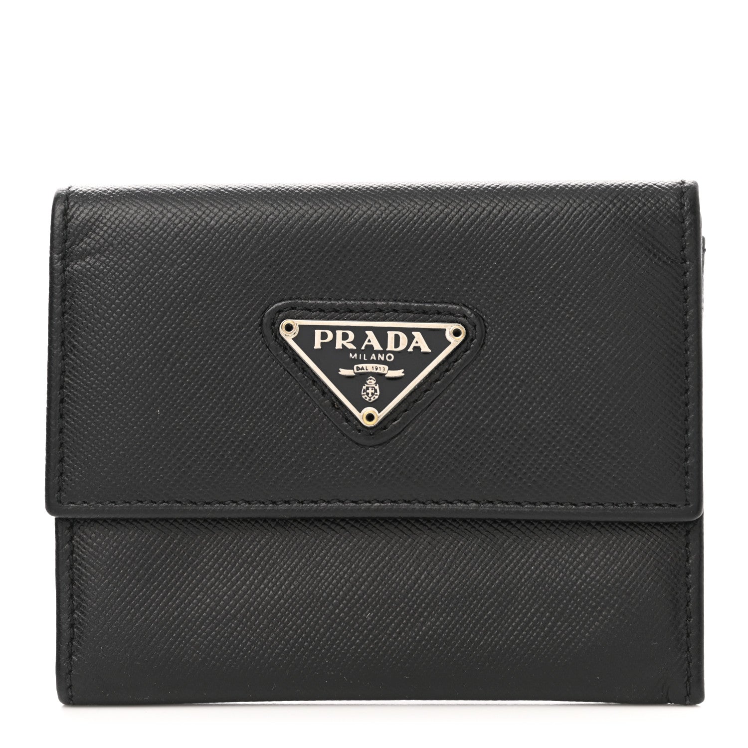 Prada Saffiano Triangle Coin Purse Black 1 of 8