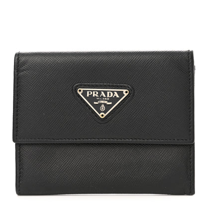 Prada Saffiano Triangle Coin Purse Black 1 of 8