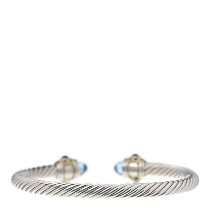 David Yurman Sterling Silver 14K Yellow Gold Blue Topaz Lapis Lazuli 5mm Cable Renaissance Bracelet 3 of 5