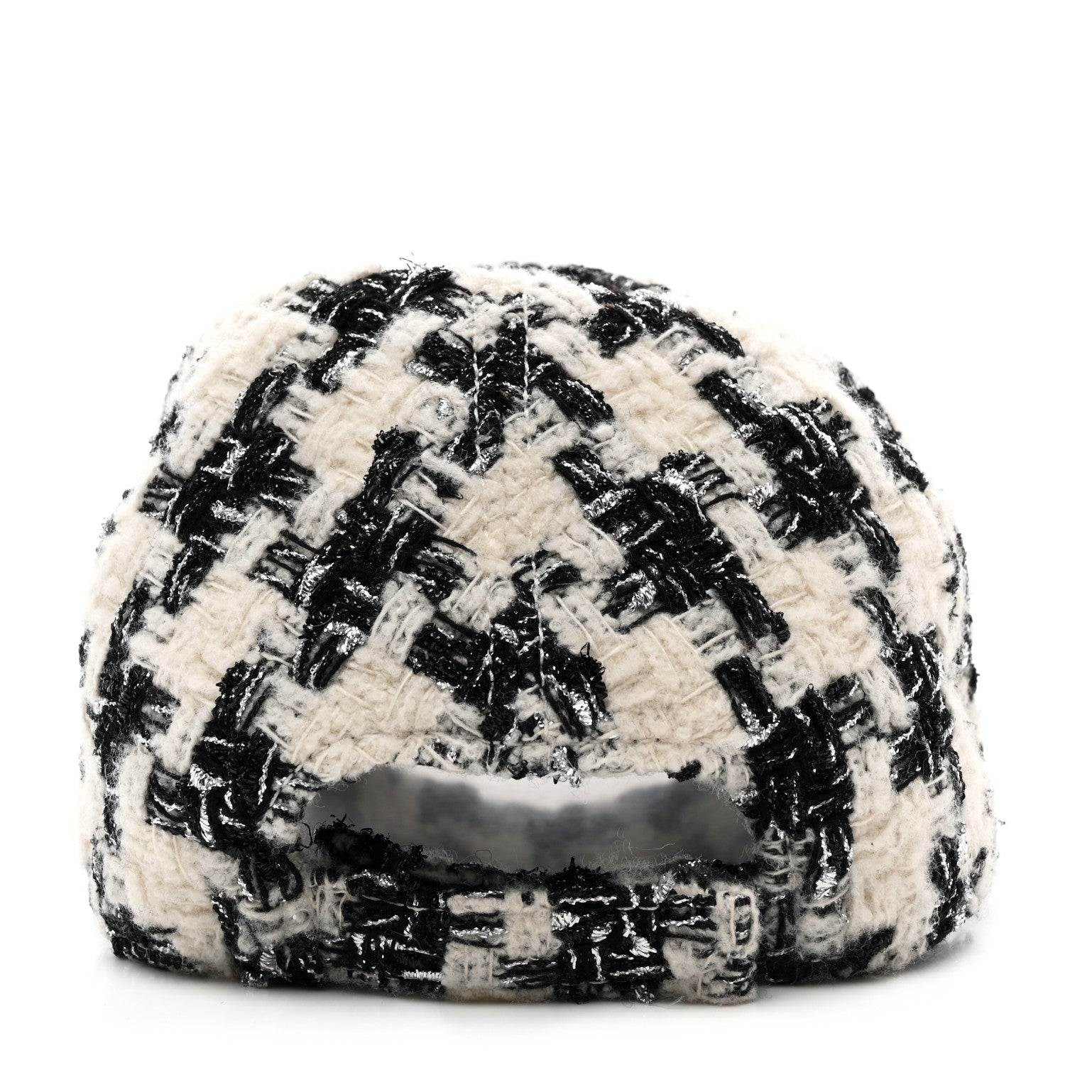 Chanel Metallic Tweed CC Cap Hat M White Black 6 of 9