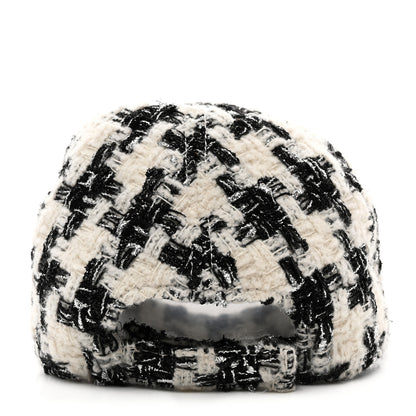 Chanel Metallic Tweed CC Cap Hat M White Black 6 of 9