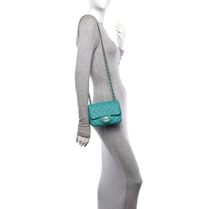 Chanel Caviar Quilted Mini Square Flap Turquoise 2 of 11